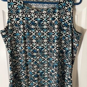 Kasper Black and White Sleeveless Tank Top